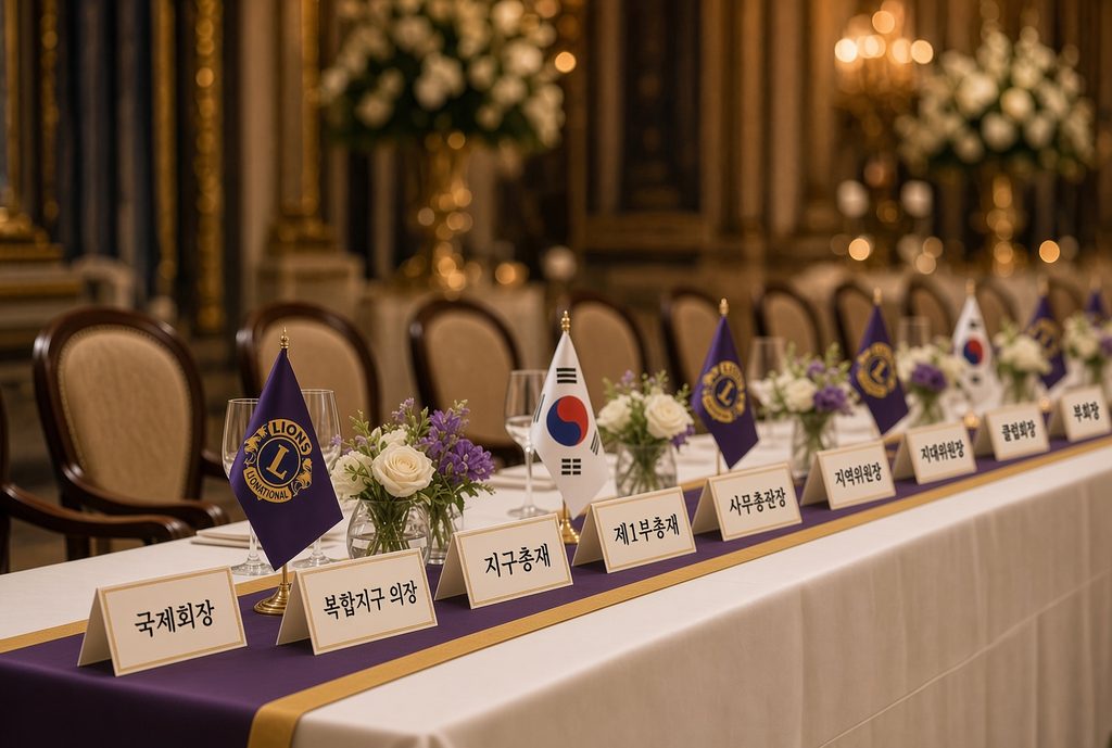 라이온스 의전서열에 따라 배치된 행사장 헤드테이블