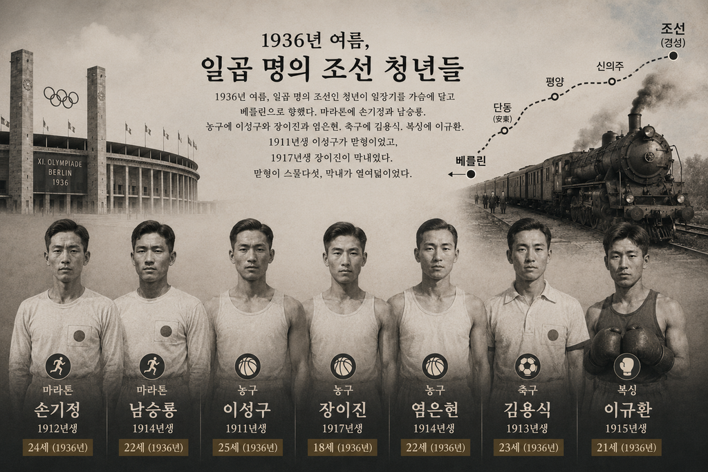 1936년 조선 선수단이 서울역에서 신의주와 만저우리를 거쳐 시베리아 횡단철도로 모스크바와 바르샤바를 지나 베를린까지 이동한 육로 경로를 표시한 지도